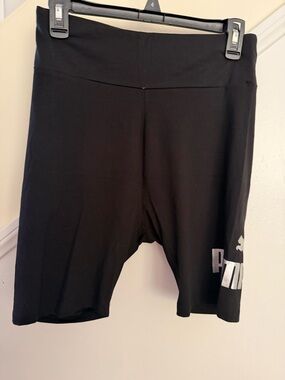 Puma Black Mid-Rise Bike Shorts with Side Logo